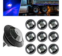BJZ 3/4'' LED Trailer Marker Clearance Lights Blue Round 12V LED Side Marker Front Rear Running Signal Tail Indicator Light Waterproof for Trailer Truck ATV UTV RV Van Pickup, 10Pcs w/Smoked Lens