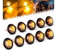 BJZ 3/4" Strobe+Marker Lights Dual Function Amber Trailer LED Side Clearance Tail Bumper Griller Flash Lights 12V Turn Signal Warning Indicator Waterproof Light for Trailer Truck Van RV ATV Bus, 10Pcs