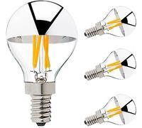 BJZlamp E14 LED Filament Sliver Light Bulb G45 Gold Mirror Top Retro Globe Lamp 4W Led Edison Bulbs E12 Warm White 2700K(4pcs),Sliver Mirror,E14 220V