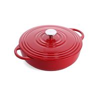 BK Bourgogne Enameled Cast Iron Induction 4.2QT Nonstick Braiser, PFAS Free, Dishwasher Safe, Chili Red