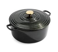 BK Cookware Bourgogne German Enamel Cast Iron, 28 cm / 6.7 Litre Casserole Dish with Lid, Dutch Oven, Roaster, Fire Pot Induction, Dishwasher Safe, Oven-Safe up to 220 °C, Sparkling Black