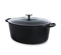 BK Cookware German Enamelled Iron, 32 cm/7.5 Litre Dutch Oven Casserole Dish with Lid, Induction, Dishwasher & Oven Safe, Black
