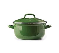 BK Indigo Dutch Heritage Round German Enamelled Casserole with Lid with PFAS-Free Ceramic Non-Stick Coating, 24 cm/4.2 Litre, Induction, Dishwasher Safe, Oven Safe, Green