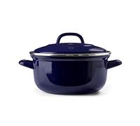 BK Indigo Dutch Heritage Round German Enamelled Casserole with Lid with PFAS-Free Ceramic Non-Stick Coating, 22 cm/3.3 Litre, Induction, Dishwasher Safe, Oven Safe, Cobalt Blue
