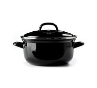 BK Indigo Dutch Heritage Round German Enamelled Casserole with Lid with PFAS-Free Ceramic Non-Stick Coating, 22 cm/3.3 Litre, Induction, Dishwasher Safe, Oven Safe, Black