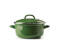 BK Indigo Dutch Heritage Round German Enamelled Casserole with Lid with PFAS-Free Ceramic Non-Stick Coating, 22 cm/3.3 Litre, Induction, Dishwasher Safe, Oven Safe, Green