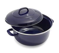 BK Indigo Dutch Heritage Round German Enamelled Casserole with Lid with PFAS-Free Ceramic Non-Stick Coating, 26 cm/5.2 Litre, Induction, Dishwasher Safe, Oven Safe, Cobalt Blue