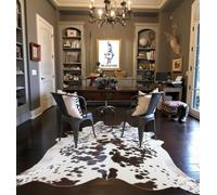 BK.LEATHER 100% NATURAL COWHIDE RUGS BLACK AUSTRALIAN COWS FUR SKINS CARPET AREA S-3XL (Chromatic Black & White, XXXL : 180 x 190 cm)