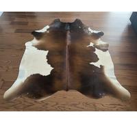 BK.LEATHER NEW 100% NATURAL COWHIDE RUGS BROWN AUSTRALIAN COWS FUR SKINS CARPET AREA S-3XL (Authentic Brown & White, Medium : 135-130 cm)