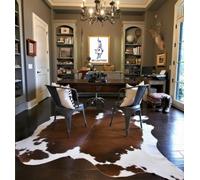 BK.LEATHER NEW 100% NATURAL COWHIDE RUGS BROWN AUSTRALIAN COWS FUR SKINS CARPET AREA S-3XL (Authentic Brown & White, Large : 145-140 cm)