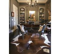 BK.LEATHER NEW 100% NATURAL COWHIDE RUGS BROWN AUSTRALIAN COWS FUR SKINS CARPET AREA S-3XL (Authentic Brown & White, XL : 160-150 cm)