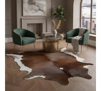 BK.LEATHER NEW 100% NATURAL COWHIDE RUGS BROWN AUSTRALIAN COWS FUR SKINS CARPET AREA S-3XL (Authentic Brown & White, Small : 115-105 cm)