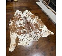 BK.LEATHER NEW 100% NATURAL COWHIDE RUGS BROWN AUSTRALIAN COWS FUR SKINS CARPET AREA S-3XL (Chromatic Brown & White, Medium : 135-130 cm)