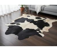 BK.LEATHER PANDA STYLE 100% REAL COWHIDE RUG - NATURAL BLACK & WHITE COW SKIN HIDE - MEDIUM DECORATIVE FUR AREA CARPET & WALL HANGING (125 X 130 cm)