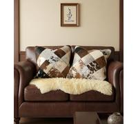 BK.LEATHER Set Of 2/4 Tricolor Cowhide Cushion Pillow Covers - Brown Black White Patchwork Real Cow Hide Decorative Cushion Pillowcases 40x40cm (Brown & white, Set Of 2)