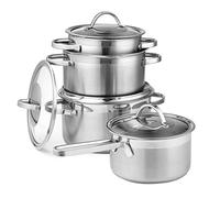 BK Living 5 Piece Cookware Set with Lids, Stainless Steel, Induction, Oven Safe, Silver