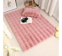 BK&MF 3D Bubble Faux Rabbit Fur Area Rug, Ultra Soft Fluffy Plush High Pile Floor Mat, Soft Shaggy Carpet for Living Room, Bay Window & Sofa,Pink,40x100cm(16x39inch)