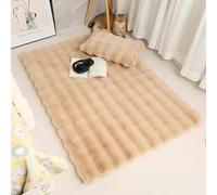 BK&MF 3D Bubble Faux Rabbit Fur Area Rug, Ultra Soft Fluffy Plush High Pile Floor Mat, Soft Shaggy Carpet for Living Room, Bay Window & Sofa,Camel,40x120cm(16x47inch)