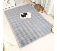 BK&MF 3D Bubble Faux Rabbit Fur Area Rug, Ultra Soft Fluffy Plush High Pile Floor Mat, Soft Shaggy Carpet for Living Room, Bay Window & Sofa,Gray,70x200cm(28x79inch)
