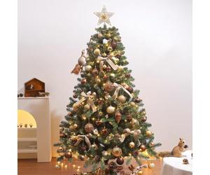 BK&MF 5-7.8Ft Luxury Christmas Tree Complete Set with All Decorations, Full Pre-decorated Artificial Xmas Tree with for Indoor Home Holiday Decor,A,210cm(6.8Ft)