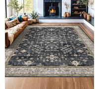 BK&MF Boho Vintage Area Rug, Non-Slip Low-Pile Crystal Velvet Floor Mat, Easy Care American Style Carpet for Living Room Bedroom Sofa,A,60x90cm(24x35inch)