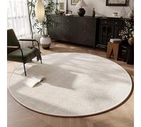 BK&MF Minimalist Round Faux Sisal Area Rug, Hand-Woven Non-Slip Solid Color Vintage Floor Mat, Decorative Floor Carpets for Bedroom for Living Room,Beige,40cm(16in)