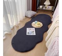 BK&MF Modern Faux Rabbit Fur Bedside Area Rugs,Irregular Shape Soft Fluffy Indoor Floor Carpets Non Slip Washable Entryway Throw Rugs for Bedroom Bay Window,Gray 2,70x160cm(28x63inch)