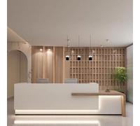 BK&MF Modern Reception Desk,Large Wooden Commercial Receptionists Desk with Counter with Lockable Drawer White Retail Counter for Salon Lobby,A,71x24x39inch