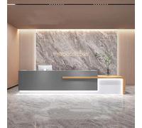 BK&MF Modern Reception Desk,Large Wooden Commercial Receptionists Desk with Counter with Lockable Drawer White Retail Counter for Salon Lobby,F,87x24x39inch