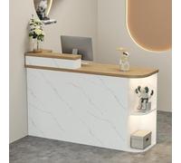 BK&MF Modern Reception Desk with Cable Grommet, White 31-55Inch Front Counter Table Open Shelves with Storage Retail Counter for Checkout, Beauty Salon,C,Left Cabinet 31x20x42inch