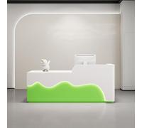 BK&MF Modern Reception Desk with Cable Grommet,White Front Table Equipped with Drawers Open Shelves Front Counter Table for Lobbies, Salons, Retail,I,150x60x100cm(59x24x39inch)