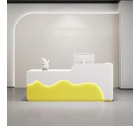 BK&MF Modern Reception Desk with Cable Grommet,White Front Table Equipped with Drawers Open Shelves Front Counter Table for Lobbies, Salons, Retail,E,120x60x100cm(47x24x39inch)