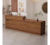 BK&MF Modern Reception Desk with Counter,L-Shaped Front Counter Table with Storage Open Shelves Retail Counter Cable Grommet for Salon Lobby,B,Left Cabinet 55x24x39inch