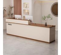 BK&MF Modern Reception Desk with Counter,L-Shaped Front Counter Table with Storage Open Shelves Retail Counter Cable Grommet for Salon Lobby,A,Left Cabinet 47x24x39inch
