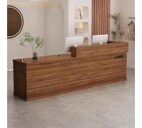 BK&MF Modern Reception Desk with Counter,L-Shaped Front Counter Table with Storage Open Shelves Retail Counter Cable Grommet for Salon Lobby,B,Right Cabinet 55x24x39inch