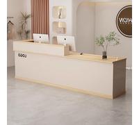 BK&MF Modern Reception Desk with Counter,L-Shaped Front Counter Table with Storage Open Shelves Retail Counter Cable Grommet for Salon Lobby,D,Right Cabinet 59x24x39inch