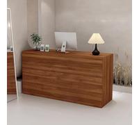 BK&MF Modern Reception Desk with Drawer Storage,Small White Front Counter Table Open Shelves Customizable Logo Checkout Counter for Salon Lobby,E,80x60x100cm(31x24x39inch)