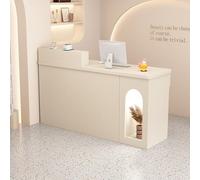 BK&MF Modern Reception Desk with LED Lights Drawer Storage,Front Counter Table Lockable with Cable Grommet Checkout Counter for Salon Lobby Retail,C,Left Cabinet 31x20x41inch