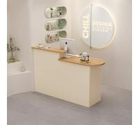 BK&MF Modern White Reception Desk with Storage,Front Counter Table with Cable Grommet Retail Counter Checkout Counter for Lobbies, Salons,A,Left Cabinet 43x20x41inch