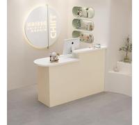 BK&MF Modern White Reception Desk with Storage,Front Counter Table with Cable Grommet Retail Counter Checkout Counter for Lobbies, Salons,C,Right Cabinet 47x20x41inch