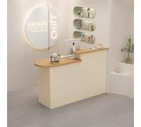 BK&MF Modern White Reception Desk with Storage,Front Counter Table with Cable Grommet Retail Counter Checkout Counter for Lobbies, Salons,A,Right Cabinet 43x20x41inch