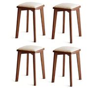 BK&MF Modern Wood Stackable Stools Set of2/4, Kitchen Stools with Corduroy Fabric Counter Height Bar Stools for Kitchen, Living Room,A,Set of 4