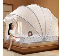 BK&MF Portable Foldable Pop-Up Bed Canopy, Fully Enclosed Anti-Fall Bed Tent with Net Bottom, Breathable Netting for Indoor Outdoor Travel Camping,C,King:160x190cm(63x75inch)