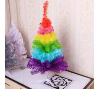 BK&MF Rainbow Christmas Tree 1.5-6.8Ft, Colorful PVC Xmas Tree & Metal Stand, 7 Sizes Dense Branches Decoration Desk Ornament Easy Assembly for Home Mall Party Decor,Rainbow,60cm(2Ft)