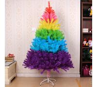 BK&MF Rainbow Christmas Tree 1.5-6.8Ft, Colorful PVC Xmas Tree & Metal Stand, 7 Sizes Dense Branches Decoration Desk Ornament Easy Assembly for Home Mall Party Decor,Rainbow,150cm(5Ft)