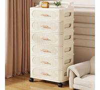 BK&MF Rolling Storage Cart with Wheels and Drawer, Multi-Layer Cabinet 3-in-1 Mobile Organizer for Snacks, Books, Kitchen, Bedroom,White,6 Tier