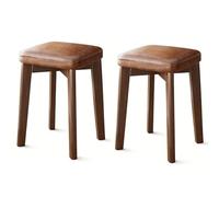 BK&MF Set of 2 Wood Stackable Dining Stools, Modern Square Event Chair Armless with Leather Seat for Kitchen Counter Living Room,B,31x45cm(12x18inch)