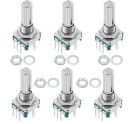BKAEIMSTWR 6Pack 360 Degree Rotary Encoder Code Switch Push Button EC11 Digital Potentiometer 5 Pin Handle Length 15mm and Knob Cap for Arduino Electronics Projects