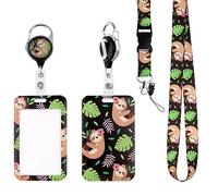 BKBKAAK Cute Sloth Lanyard with ID Badge Holder and Retractable Reel Clip for Keys and School Office