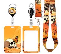 BKBKAAK Skull & Butterfly Lanyard with ID Badge Holder, Gothic Aesthetic Accessories, Heavy Duty Retractable Reel Clip and Card Holder and Soft Neck Lanyard for Women, Boys, Men